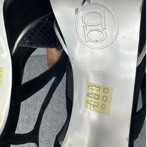 Bebe 90s Black Snake Suede Slingback Platform Stiletto Peep Toe Shoe Women 10B - Picture 8 of 8